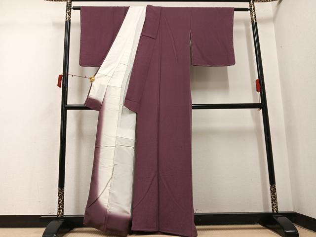 平和屋着物●上質な色無地　赤褐色　鬼しぼ縮緬　正絹　逸品　AABI8495ph