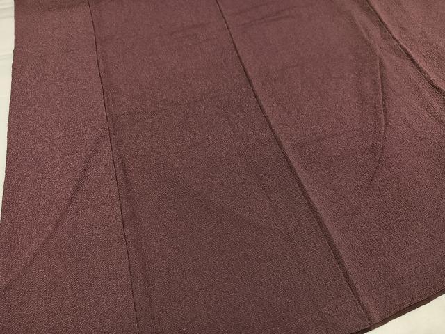 平和屋着物●上質な色無地　赤褐色　鬼しぼ縮緬　正絹　逸品　AABI8495ph