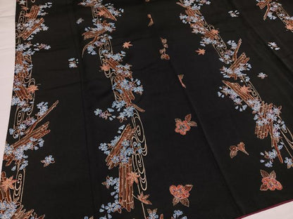 平和屋着物●上質な小紋　花筏文　黒地　金彩　正絹　逸品　AABI8496ph