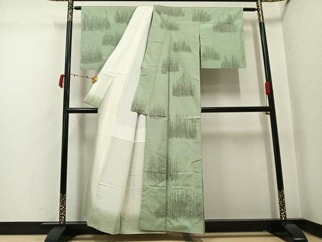 平和屋着物●訪問着　紬地　草木文　正絹　逸品　AABI8497ph