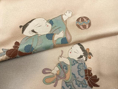 平和屋着物●訪問着　刺繍　童子　暈し染め　正絹　逸品　AABI8498ph