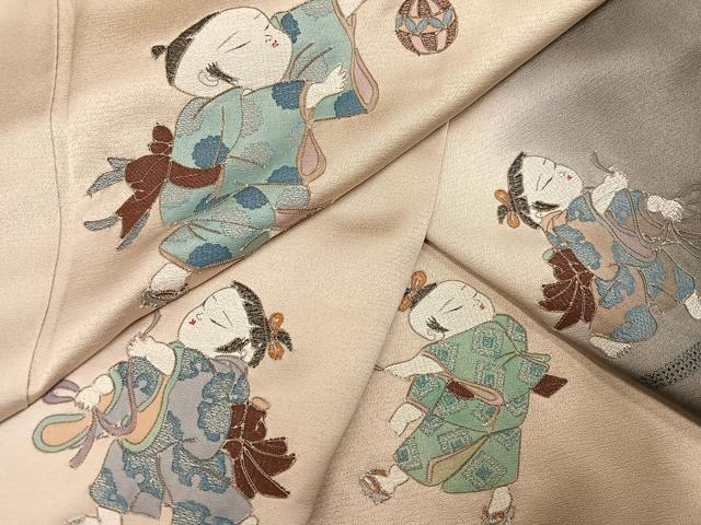 平和屋着物●訪問着　刺繍　童子　暈し染め　正絹　逸品　AABI8498ph