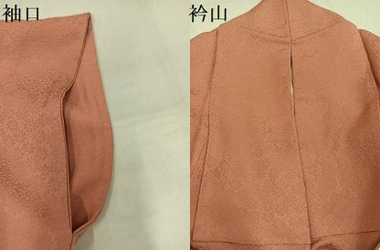平和屋着物●上質な色無地　寿光織　草木染　花地紋　宍色　反端付き　正絹　逸品　AABI8502ph