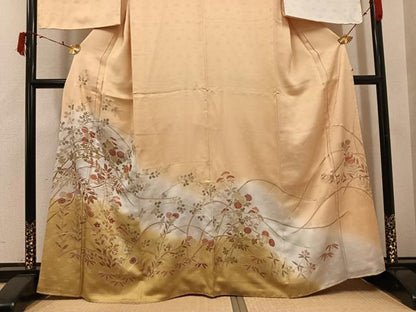 平和屋着物●訪問着　草花文　暈し染め　金銀彩　やまと誂製　正絹　逸品　未使用　AABI8505ph