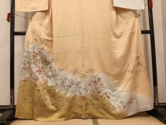 平和屋着物●訪問着　草花文　暈し染め　金銀彩　やまと誂製　正絹　逸品　未使用　AABI8505ph