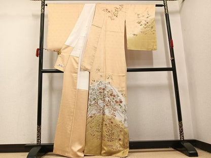 平和屋着物●訪問着　草花文　暈し染め　金銀彩　やまと誂製　正絹　逸品　未使用　AABI8505ph
