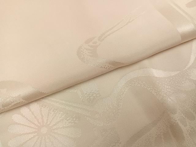 平和屋着物●振袖用長襦袢　袷　群れ鶴亀甲花地紋　暈し染め　半衿刺繍　正絹　逸品　AABI8508ph