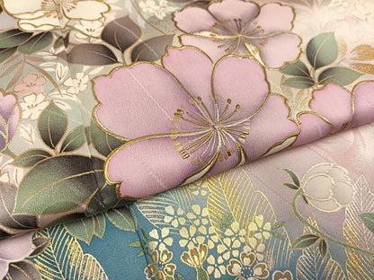 平和屋着物●豪華振袖　草花文　暈し染め　金彩　鈴乃屋扱い　正絹　逸品　AABI8511ph