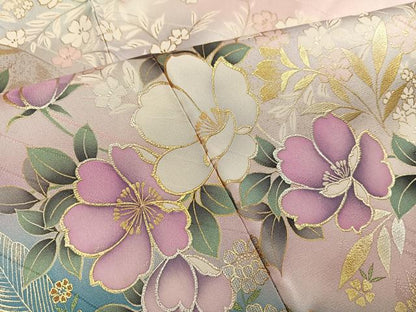平和屋着物●豪華振袖　草花文　暈し染め　金彩　鈴乃屋扱い　正絹　逸品　AABI8511ph