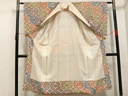 平和屋着物●長襦袢　袷　花尽くし　金彩　正絹　逸品　AABI8513ph