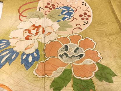 平和屋着物●アンティーク　大正ロマン　色留袖　草花文　暈し染め　金彩　正絹　逸品　AABI8514ph