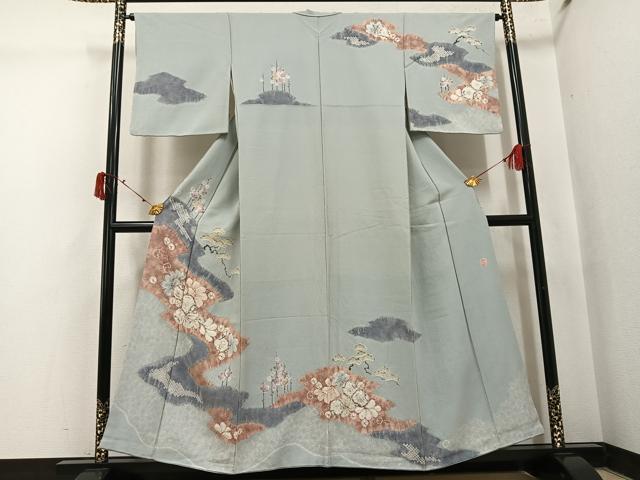 平和屋着物●十日町　名門　滝泰謹製　訪問着　辻が花　絞り　正絹　逸品　AABI8519ph