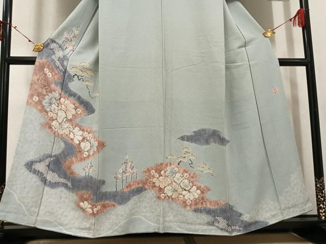 平和屋着物●十日町　名門　滝泰謹製　訪問着　辻が花　絞り　正絹　逸品　AABI8519ph
