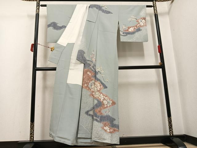 平和屋着物●十日町　名門　滝泰謹製　訪問着　辻が花　絞り　正絹　逸品　AABI8519ph