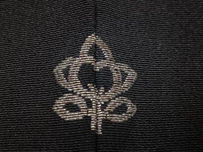 平和屋着物●訪問着　駒刺繍　絞り　笹文　黒地　金銀糸　正絹　逸品　AABI8521ph