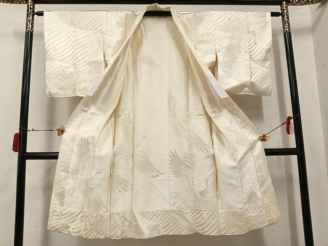 平和屋着物●長襦袢　無双仕立て　中国三大刺繍　汕頭刺繍　スワトウ刺繍　群れ鶴　正絹　逸品　AABI8526ph