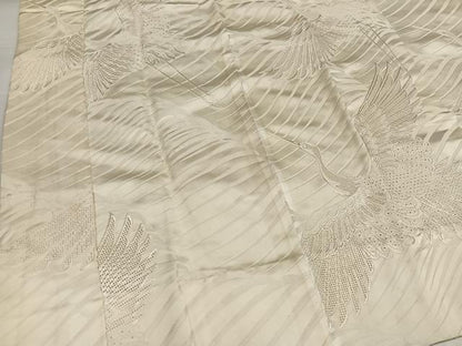 平和屋着物●長襦袢　無双仕立て　中国三大刺繍　汕頭刺繍　スワトウ刺繍　群れ鶴　正絹　逸品　AABI8526ph