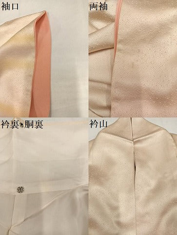 平和屋着物●人間国宝　福田喜三郎　訪問着　刺繍　陶器草花文　暈し染め　金銀彩　正絹　逸品　AABI8532ph