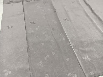 平和屋着物●上質な色無地　花唐草地紋　銀鼠色　正絹　逸品　AABI8533ph