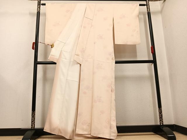 平和屋着物▼上質な小紋　地紋起こし　椿　正絹　逸品　AABI8535ph