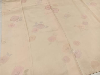 平和屋着物▼上質な小紋　地紋起こし　椿　正絹　逸品　AABI8535ph