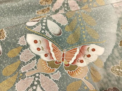 平和屋着物●訪問着　辻が花　絞り　花蝶文　暈し染め　金彩　正絹　逸品　AABI8539ph