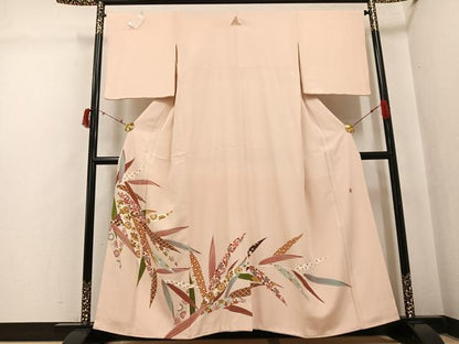 平和屋着物●本加賀友禅作家　牛坂源吾　色留袖　吉祥草花文　正絹　逸品　AABI8540ph