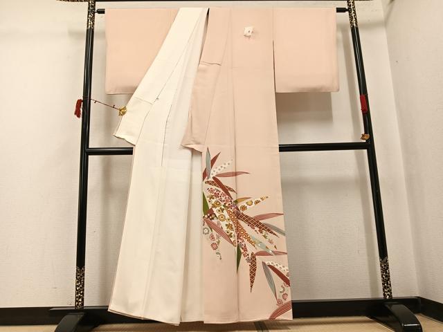平和屋着物●本加賀友禅作家　牛坂源吾　色留袖　吉祥草花文　正絹　逸品　AABI8540ph