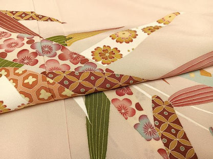 平和屋着物●本加賀友禅作家　牛坂源吾　色留袖　吉祥草花文　正絹　逸品　AABI8540ph