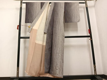 平和屋着物●お召　間道　正絹　逸品　AABI8541ph