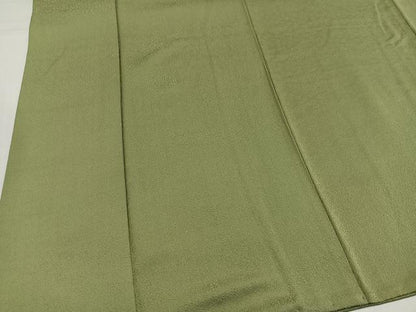 平和屋着物●上質な色無地　花地紋　黄海松茶色　正絹　逸品　AABI8542ph