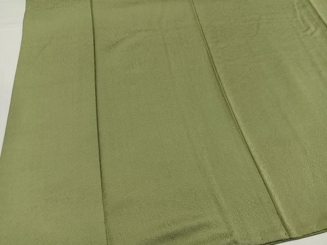 平和屋着物●上質な色無地　花地紋　黄海松茶色　正絹　逸品　AABI8542ph