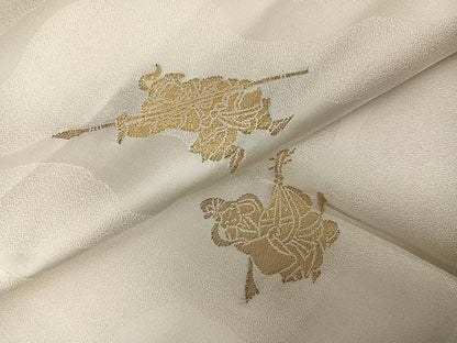 平和屋着物●長襦袢　袷　寿光織　人物文　金糸　正絹　逸品　AABI8548ph