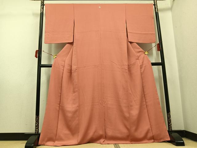 平和屋着物●上質な色無地　曙色　正絹　逸品　AABI8550ph