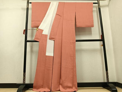 平和屋着物●上質な色無地　曙色　正絹　逸品　AABI8550ph