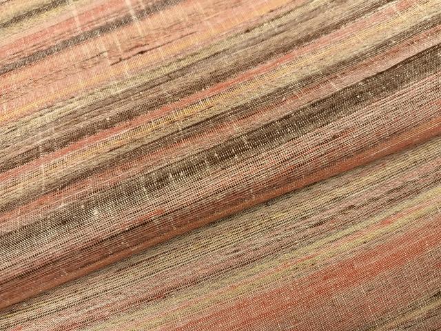 平和屋着物●上質な紬　横段文　正絹　逸品　AABI8552ph