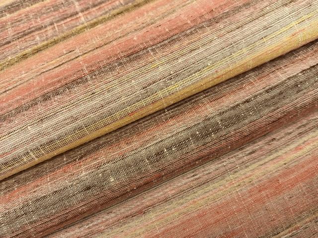 平和屋着物●上質な紬　横段文　正絹　逸品　AABI8552ph