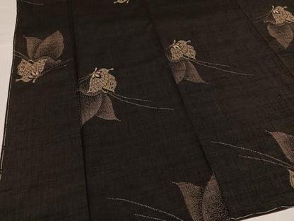 平和屋着物●上質な紬　舞蝶文　正絹　逸品　未使用　AABI8553ph