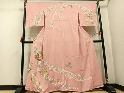 平和屋着物●訪問着　駒刺繍　草花文　金彩　高島屋扱い　正絹　逸品　AABI8555ph