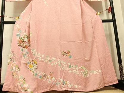 平和屋着物●訪問着　駒刺繍　草花文　金彩　高島屋扱い　正絹　逸品　AABI8555ph