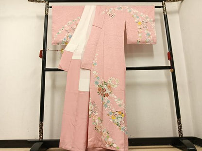 平和屋着物●訪問着　駒刺繍　草花文　金彩　高島屋扱い　正絹　逸品　AABI8555ph