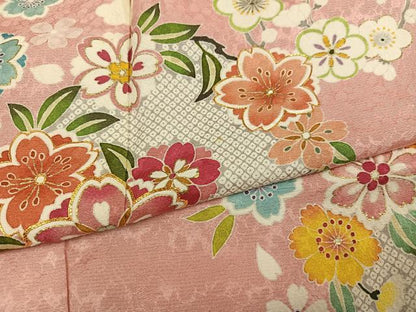 平和屋着物●訪問着　駒刺繍　草花文　金彩　高島屋扱い　正絹　逸品　AABI8555ph
