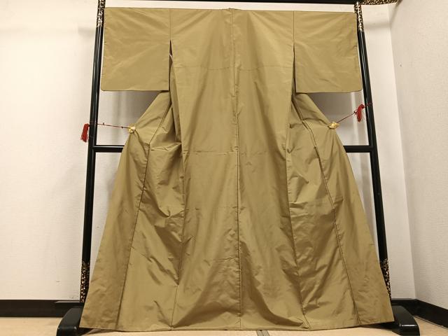 平和屋着物●本場縞大島紬　網代文様　桑染色　正絹　逸品　AABI8556ph