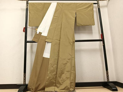 平和屋着物●本場縞大島紬　網代文様　桑染色　正絹　逸品　AABI8556ph