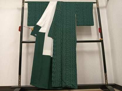平和屋着物●お召 草花間道 高島屋扱い 正絹 逸品 AABI8566ph