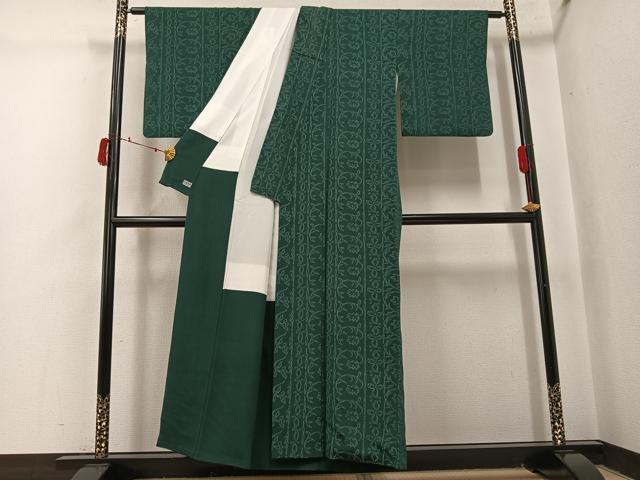 平和屋着物●お召 草花間道 高島屋扱い 正絹 逸品 AABI8566ph