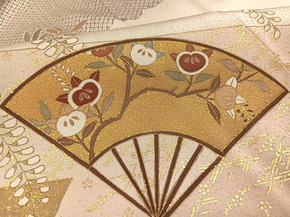 平和屋着物●訪問着 雲重ね扇面花蝶文 金彩 鈴乃屋扱い 正絹 逸品 AABI8569ph