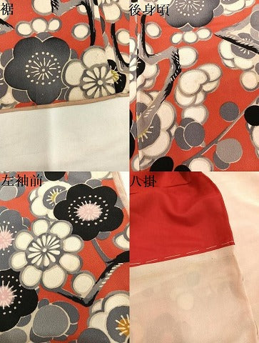 平和屋着物●アンティーク 大正ロマン 小紋 型染め 梅 正絹 逸品 AABI8571ph