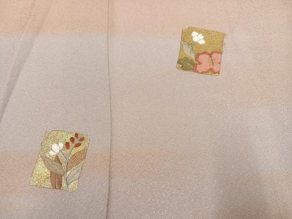 平和屋着物●訪問着 刺繍 色紙草花文 暈し染め 金彩 正絹 逸品 AABI8572ph