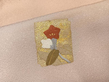 平和屋着物●訪問着 刺繍 色紙草花文 暈し染め 金彩 正絹 逸品 AABI8572ph